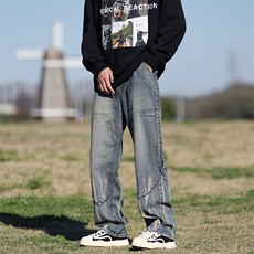 秋款男牛仔裤扎染渐变色铁链休闲长裤NK665P50，男装牛仔裤，星座1013-1