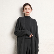 中长款35%羊绒衫2024春秋装新款韩版显瘦套头女士针织上衣，女装羊绒衫，绒源之鑫