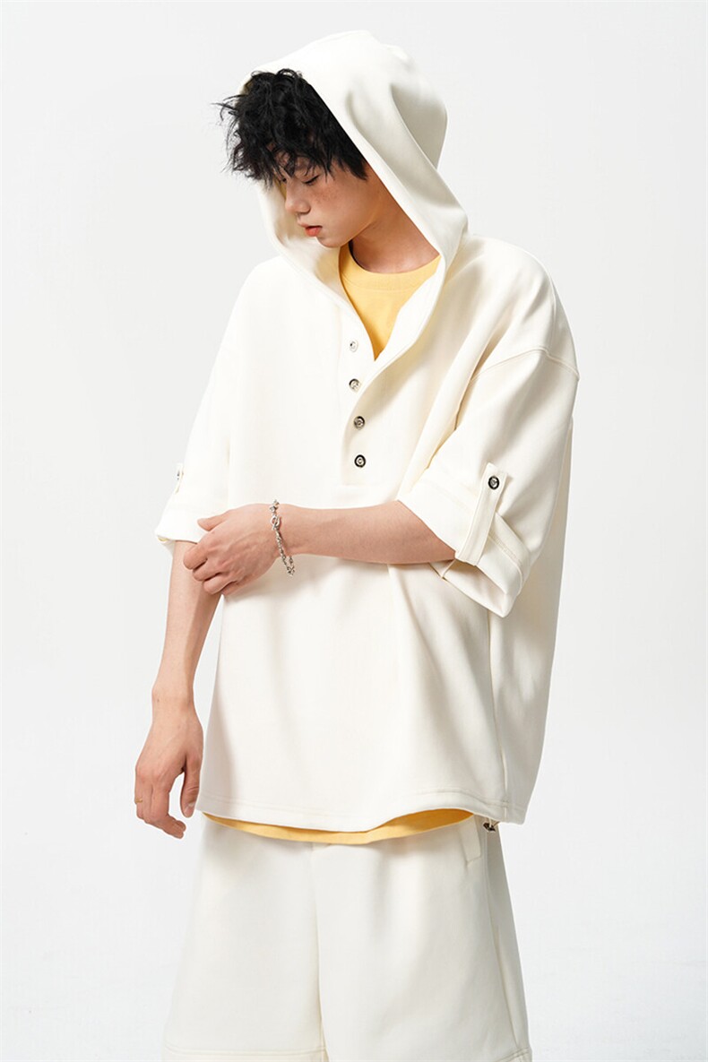 8XL-M高品质莫代尔空气层套装连帽短袖男上衣五分裤两件套TZ110,男装休闲套装,电商D206-1