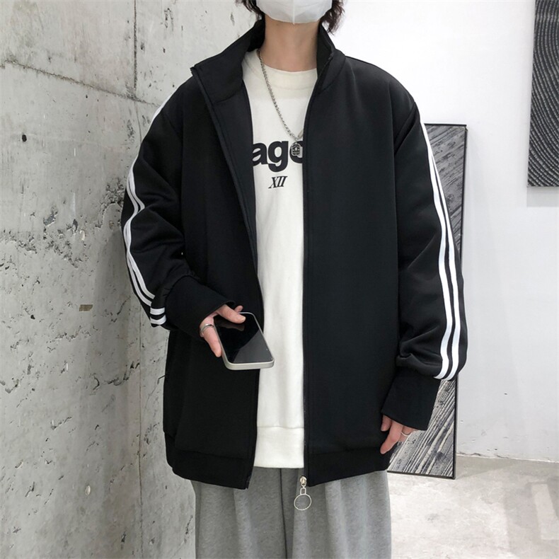 现货开衫卫衣外套男垂感运动服上衣宽松立领夹克A116P65加绒P75,男装夹克,电商A351