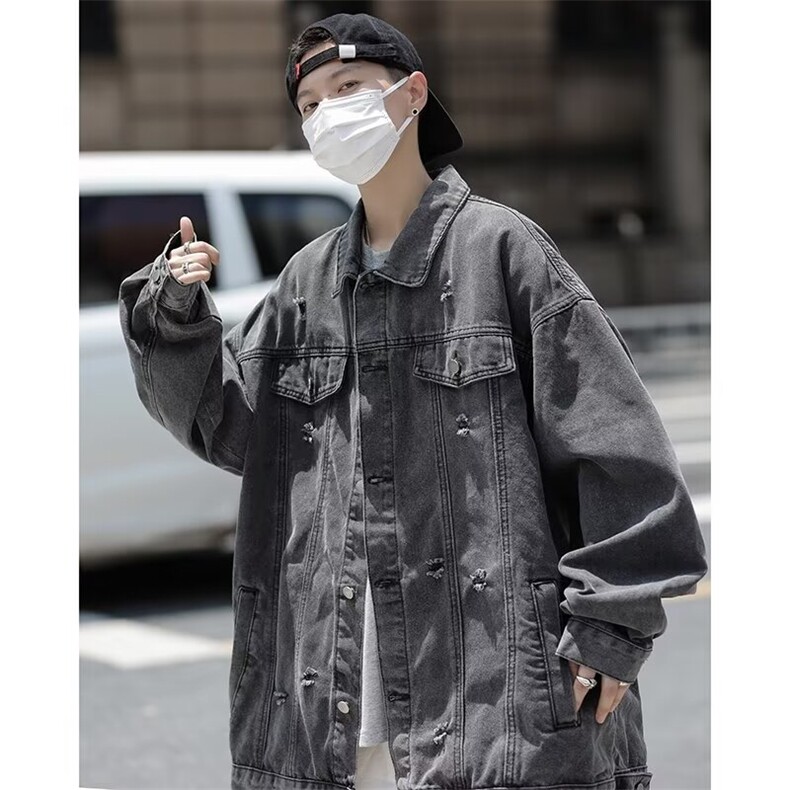 春秋款休闲宽松水洗复古牛仔夹克男装秋季潮牌衣服8570P66,男装夹克,星座410-2