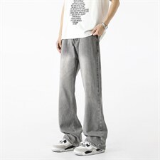 微喇牛仔裤男款夏季半松紧潮流美式vibe复古XZ201-7110P42，男装牛仔裤，星座201