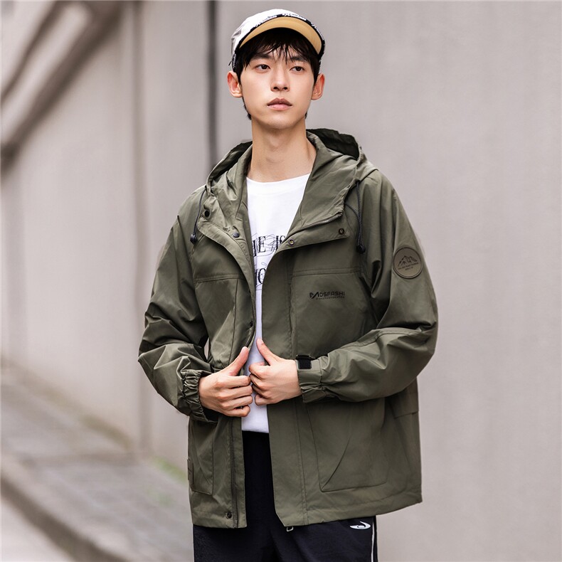 新款连帽工装休闲外套男宽松百搭潮流时尚夹克痞帅上衣61019-P105,男装夹克,电商D215