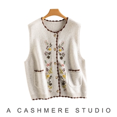 2025年秋季时尚百搭通勤简约休闲绣花马甲，女装马甲，致织羊绒