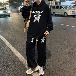 2025秋季新款连帽卫衣套装华夫格情侣装潮XZ102A-4-HF0039-P78图片