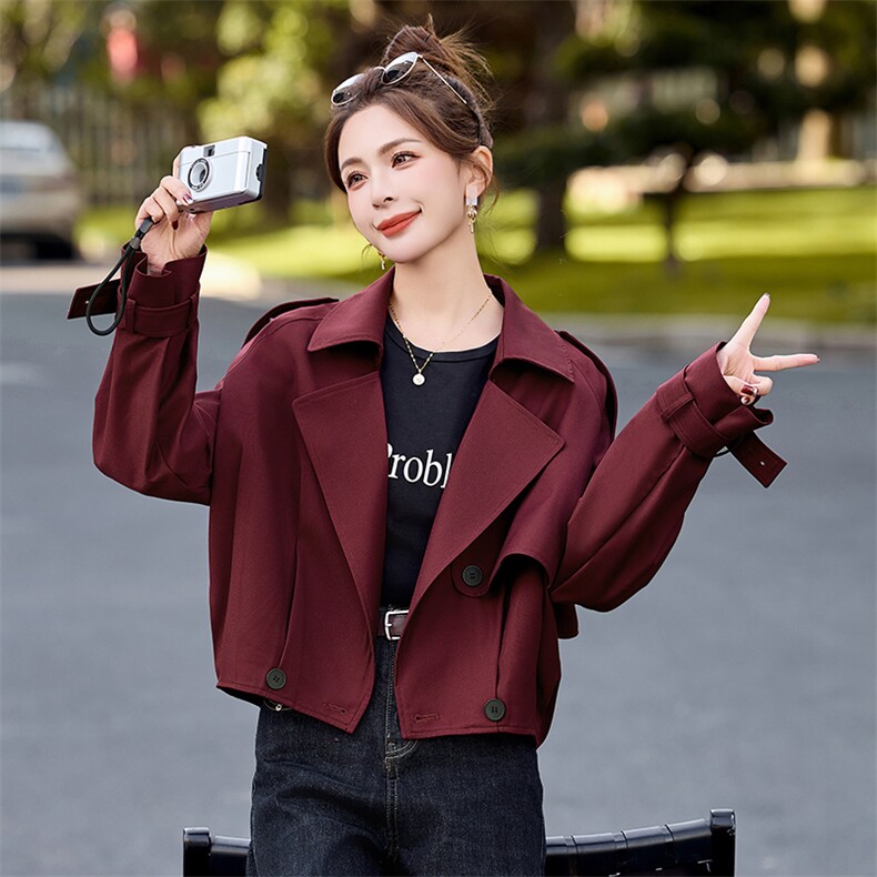 初春收腰短款外套女2025春秋新款今年流行爆款独特漂亮西装领上衣,女装短外套,姿衣坊