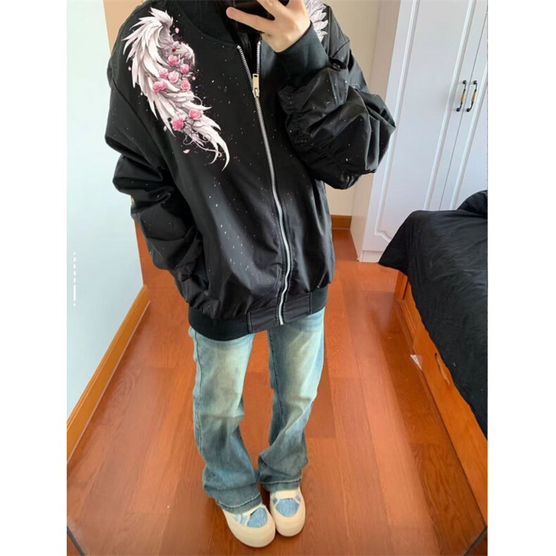 短款垫肩飞行员夹克男高级感立领拉链外套美式设计感薄款棒球服,男装夹克,星座506A