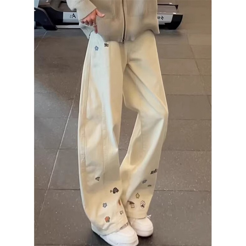 【008】卡通刺绣弯刀牛仔裤男斜切微喇工装裤A079-N662-P45,男装牛仔裤,电商A079