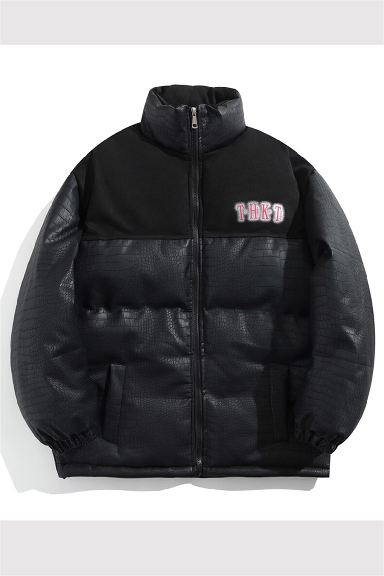 PU皮棉衣棉服鳄鱼纹拼接面包服立领棉袄皮衣外套1612-P85量大有差,男装皮衣,星座207
