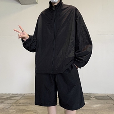 套装男韩版潮流防晒衣帅薄款2023夏季新款ins宽松五分裤W4883-P53，男装休闲套装，星座412-2