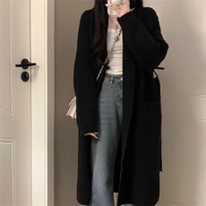 秋冬新款高级感宽松长款开衫毛衣百搭显瘦舒适针织衫外套，女装针织衫/毛衣，萱芳婷羊绒