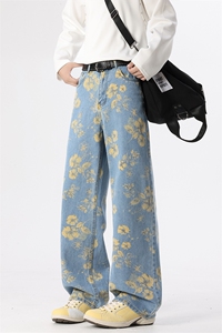 B221 美式ins高街暗黑绣花宽松直筒牛仔裤LK25578-特P45控78图片