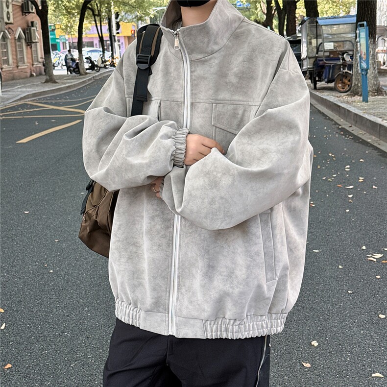 PY5071/P85秋装新款宽松皮衣皮夹克男休闲百搭潮流痞帅上衣外套,男装夹克,电商A141