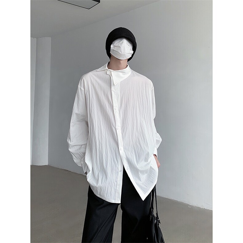 高级感白衬衫男韩版宽松潮流帅气休闲长袖设计感衬衣CS4319P75,男装衬衫,星座512-1（原513-3）