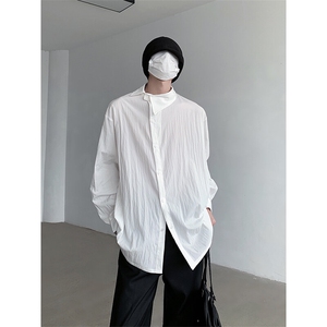 高级感白衬衫男韩版宽松潮流帅气休闲长袖设计感衬衣CS4319P75图片