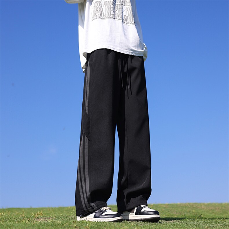 港风秋季新款宽松大码防水垂感两条杠休闲裤男MYK24-9850-P40,男装休闲裤,星座717