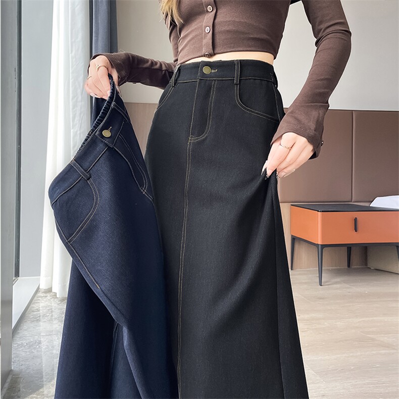 a字半身裙女秋季新款高腰小个子黑色中长款巨好看包臀直筒裙,女装半身裙,云美莎专业女裤-全店现货
