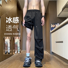 夏季新款冰丝垂感伞兵裤宽松透气百搭休闲裤B315-K006-特p30控58，男装休闲裤，电商B315