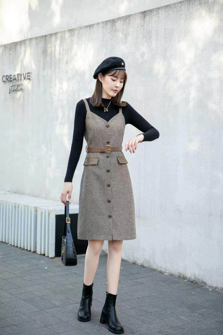 [现货]秋冬款两件套连衣裙，两色，三个尺码，女装连衣裙，依柏璐