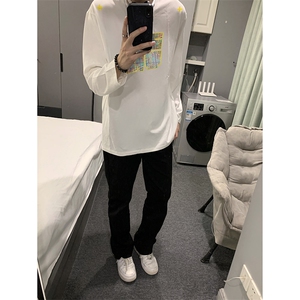 已有版权 自家图纯棉情侣宽松圆领刺绣卫衣T恤男女WY18-特P35控58图片
