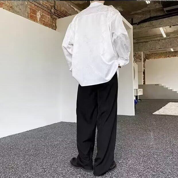 风潮牌衬衫男春秋季新款宽松百搭纯色潮流休闲衬衣高街小众外套,男装衬衫,星座506A
