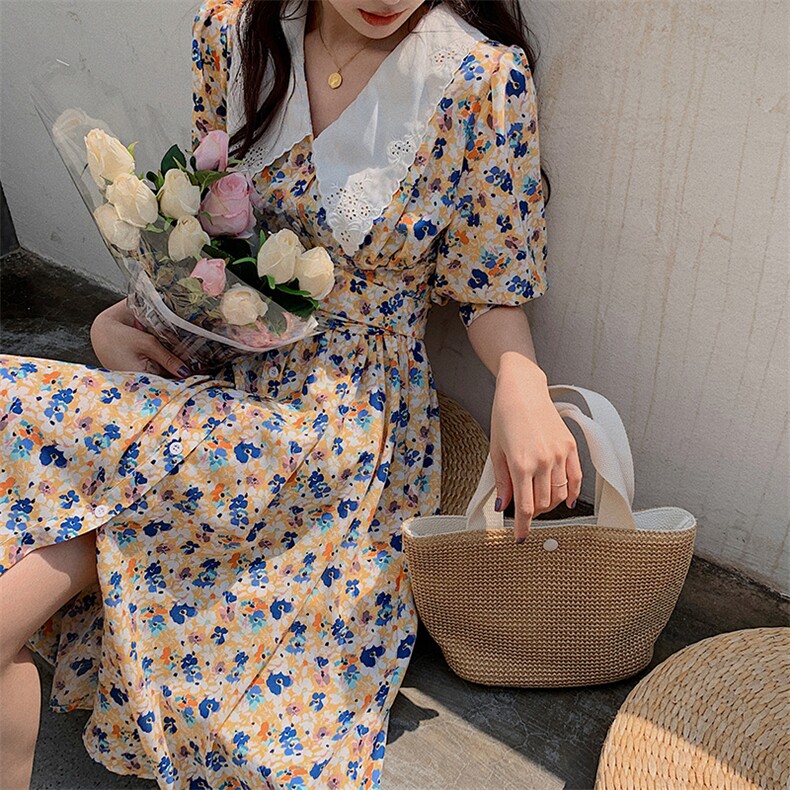 2021夏季新款碎花连衣裙HQ209-P90-K138套装(衣60裙50)控168,女装连衣裙,叁秋一裳