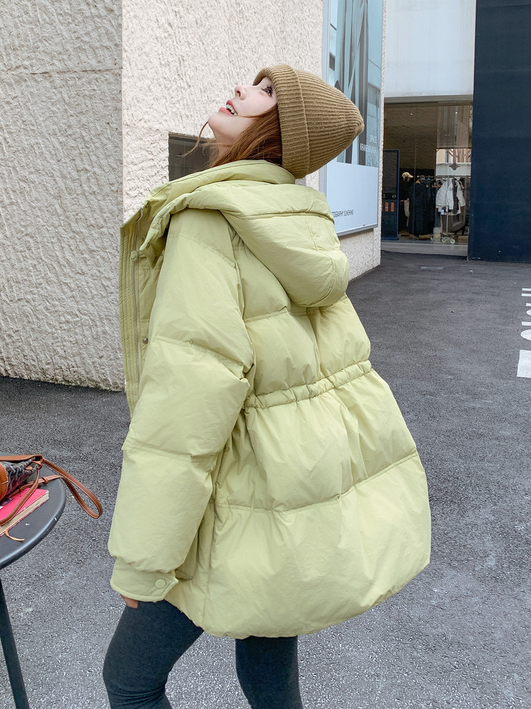 现货【90%白鸭绒】冬季新款宽松休闲立领连帽新g标90中长款羽绒服,女装羽绒服,网红馆