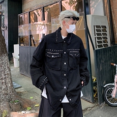 美式高街牛仔外套男士韩版潮流金属2024冬季ins宽松夹克W6224-P68，男装工装外套，星座412-2