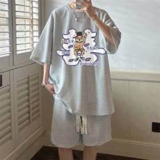 华夫格套装运动短袖t恤套装休闲两件套一套HZ84306-P44，男装T恤，电商A040