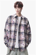 衬衫男春季新款港风宽松大码扎染长袖衬衣CS3098-特P30，男装衬衫，星座214-3