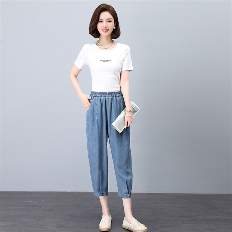 时尚水洗天丝牛仔裤夏季宽松显瘦休闲裤,女装牛仔裤,依恋蒂丝