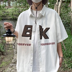 DSA028-MDS2217夏季新款港风百搭潮流印花短袖衬衫男，男装T恤，电商A028