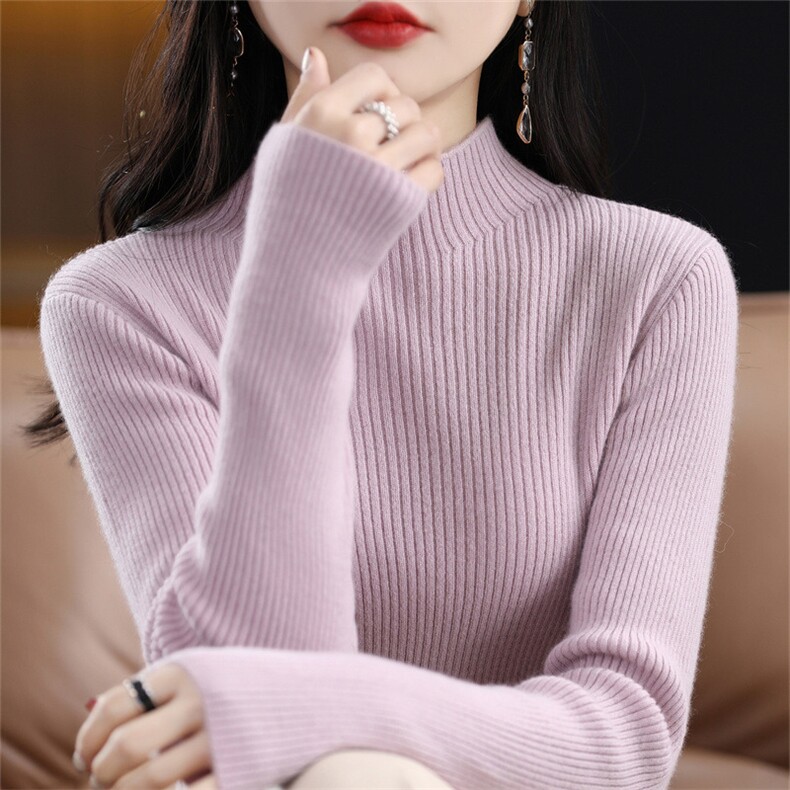 不起球配大衣的高领毛衣女2024冬季修身加厚内搭羊毛衫针织打底衫,针织衫/毛衣,暖姿羊绒