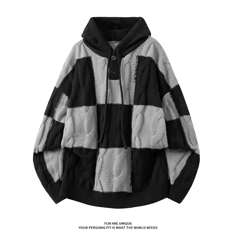 冬装加厚保暖针织衫毛衣时尚慵懒风休闲连帽套头毛衣 M6009-特P60图片