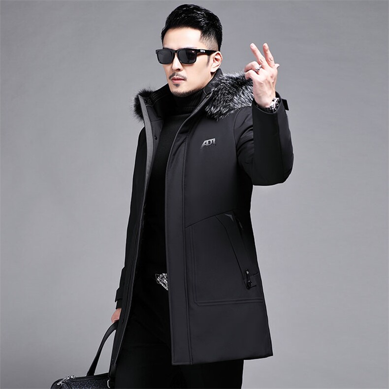 B28875钱塘2020-3冬季新款银狐毛领男中长款羽绒服内胆可脱卸P390,男装羽绒服,钱塘207-3