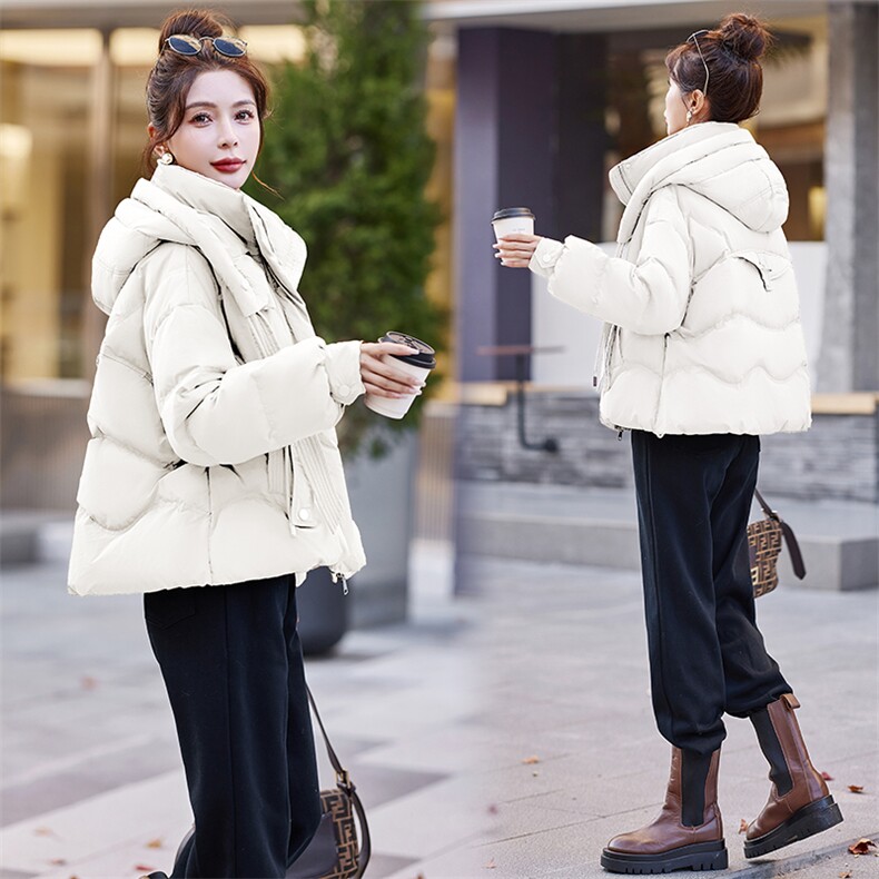 短款羽绒服女2023冬新款小个子高级感炸街欧货学生小众连帽面包服,女装羽绒服,千千佰惠