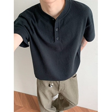 【有货】DT510-P50新款亨利领男夏季高级感纯色慵懒风打底针织衫，男装T恤，星座603-2