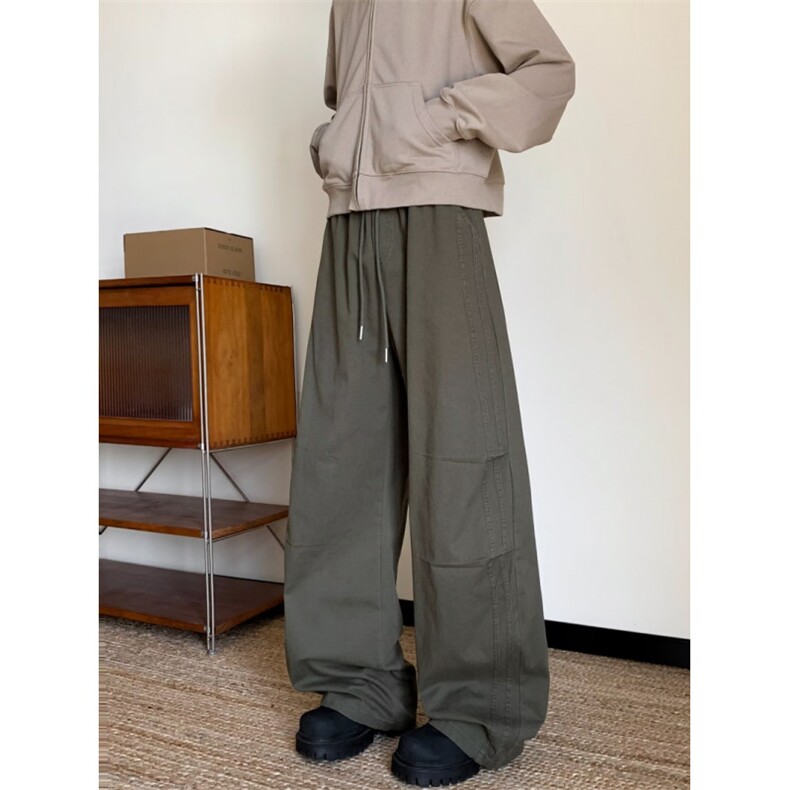 秋季三条杠男款慵懒直筒裤美式休闲运动裤子K45p38，女装休闲裤，电商D315A