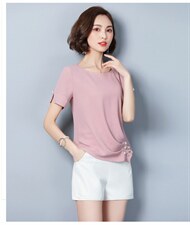 衬衫2021年时尚气质百搭短袖韩版简约优雅潮流，女装衬衫，超帛