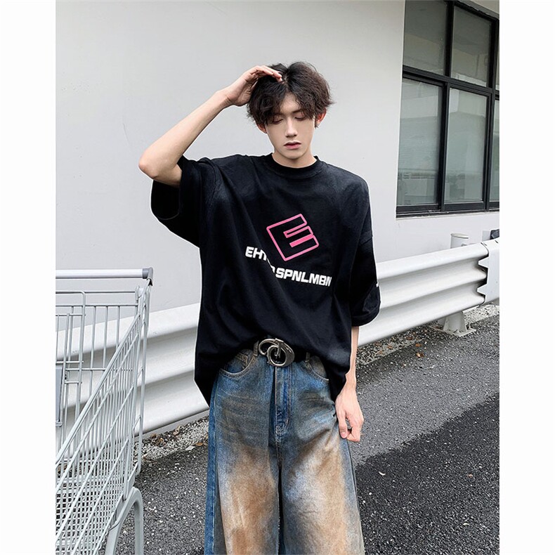 夏季新款美式潮牌短袖T恤男设计感嘻哈宽松上衣现货T1772-P33,男装T恤,星座512-4