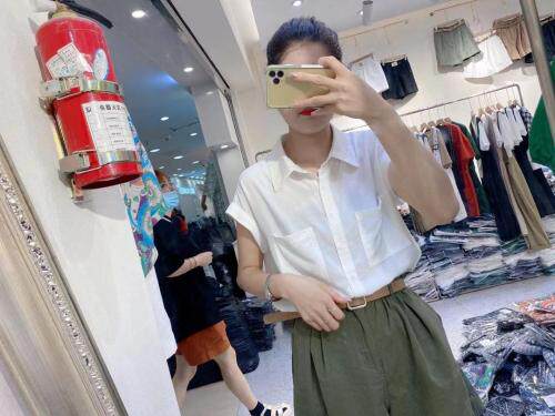 韩版净色衬衫，女装衬衫，Tπ