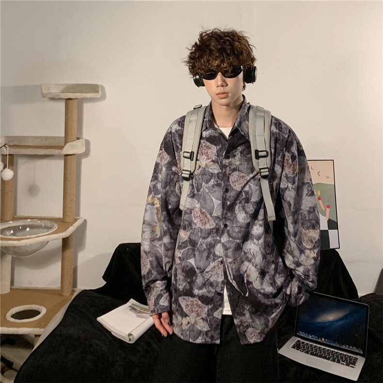 衬衫男长袖宽松ins潮牌小众痞帅D328-C2402-P55,男装衬衫,电商D328