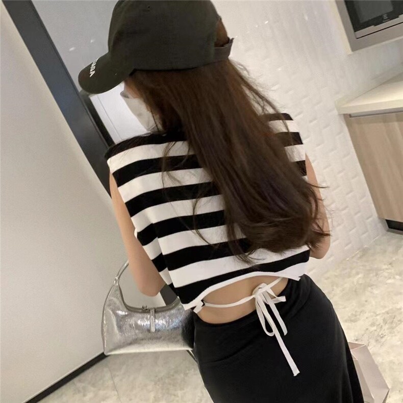 现货夏款垫肩条纹针织，其它，XTZ style