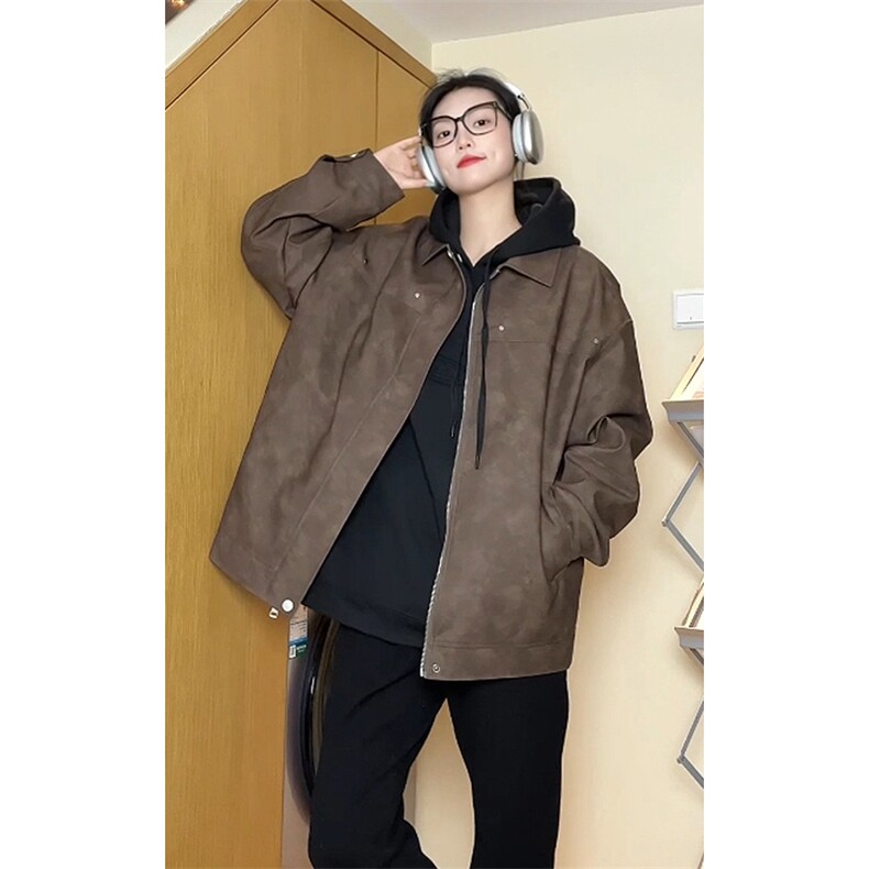 潮流宽松美式复古机车皮衣 PU皮夹克外套P7808-P75【特价】图片
