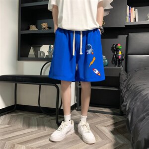 HD74165-P22 华夫格短裤男大码宽松五分裤男直筒中裤图片