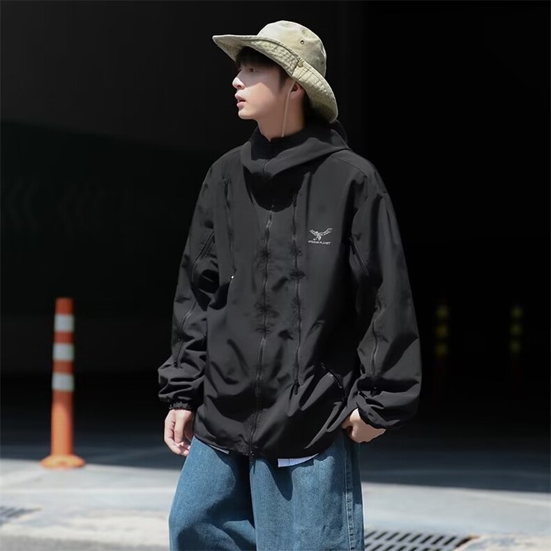 秋季新款美式潮流宽松百搭休闲夹克日系连帽工装外套男W5817-P54,男装夹克,星座512-2