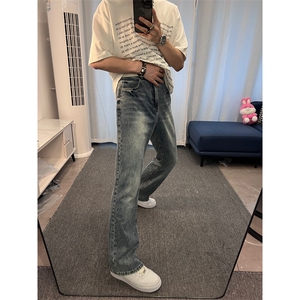 美式hiphop牛仔裤修身直筒微喇叭裤 68图片