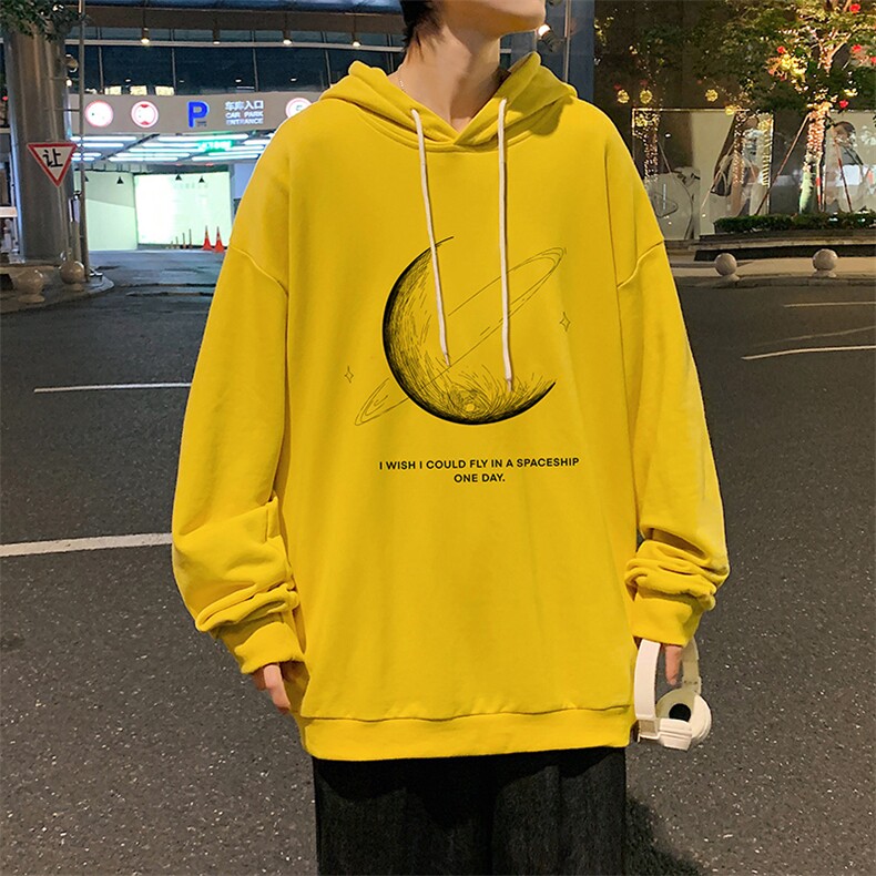 WY2246-P35纯棉连帽月球卫衣男大码运动帽衫宽松薄外套男,男装卫衣,电商A040