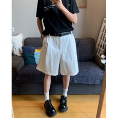 百搭白色休闲短裤男款夏季薄款五分裤男士潮牌痞帅外穿直筒纯色潮，男装牛仔裤，星座601-1