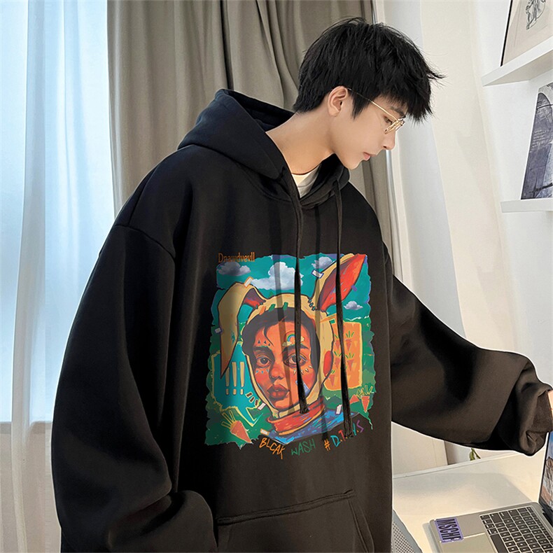 抖音得物供货可提供视频秋冬重磅美式宽松连帽卫衣DL2009,男装卫衣,电商A486
